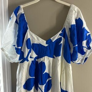 Nine West Babydoll Blue & White Maxi Dress